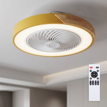 Brilagi - reguliuojamas LED lubinis šviestuvas su ventiliatoriumi LED/38W/230V 3000-6500K 3000-6500K Ø 50 cm auksinė/ąžuolas + nuotolinio valdymo pultas
