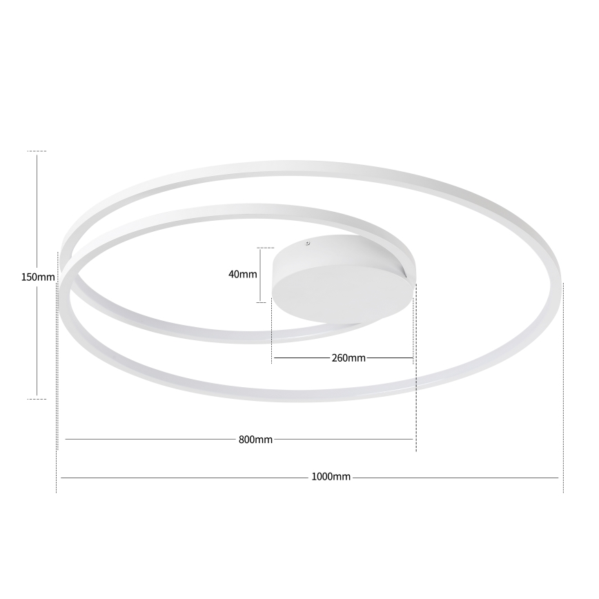 Brilagi - Dimeriuojamas LED lubinis šviestuvas TWISTER LED/105W/230V 3000-6000K skersmuo 100 cm baltas + nuotolinis valdymas