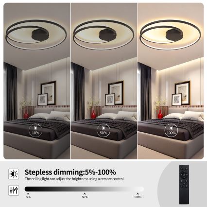 Brilagi - LED dimeriu reguliuojamas lubų šviestuvas TWISTER LED/105W/230V 3000-6000K skersmuo 100 cm juodas + nuotolinis valdymas