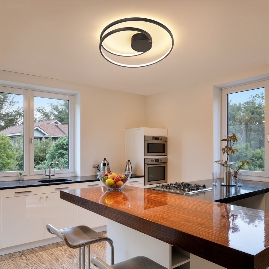 Brilagi - Dimeriuojamas LED lubinis šviestuvas TWISTER LED/48W/230V 3000-6000K, skersmuo 50 cm, juodas + nuotolinis valdymas