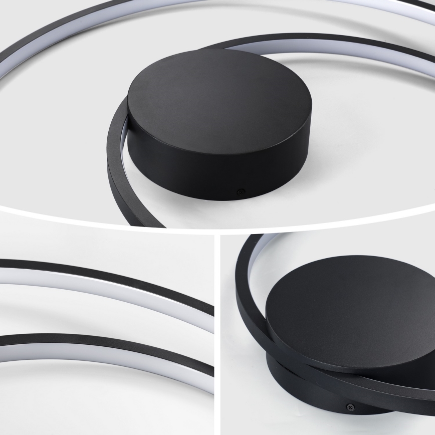 Brilagi - Dimeriuojamas LED lubinis šviestuvas TWISTER LED/48W/230V 3000-6000K, skersmuo 50 cm, juodas + nuotolinis valdymas