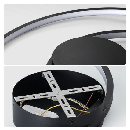 Brilagi - Dimeriuojamas LED lubinis šviestuvas TWISTER LED/48W/230V 3000-6000K, skersmuo 50 cm, juodas + nuotolinis valdymas