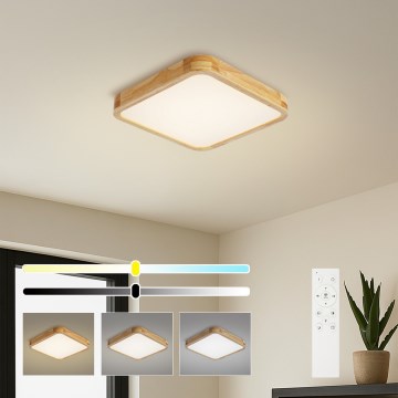 BRILAGI - reguliuojamas LED lubinis šviestuvas WOODLINE SQUARE LED/48W/230V 3000-6000K ąžuolas 40x40 cm + nuotolinis valdymas