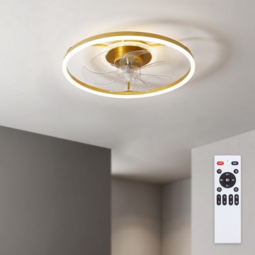 Brilagi - reguliuojamas LED lubinis ventiliatorius 66 W/230 V 3000-6500 K skersmuo 55 cm baltas/auksinis + nuotolinis valdymas