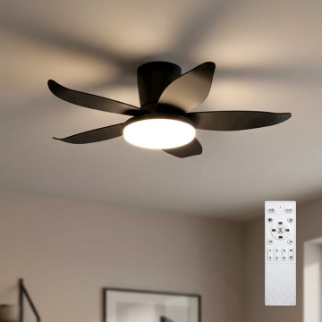 Brilagi - reguliuojamas LED lubinis ventiliatorius LED/32W/230V 3000-6500K skersmuo 95 cm juodas + nuotolinis valdymas