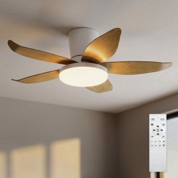 Brilagi - reguliuojamas LED lubinis ventiliatorius LED/32W/230V 3000-6500K Ø95 cm balta/ruda + nuotolinis valdymas