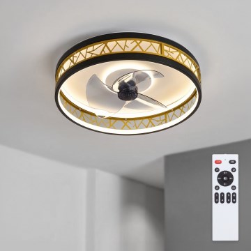 Brilagi - Reguliuojamas LED lubinis ventiliatorius LED/34W/230V 3000-6500K skers. 50 cm juodas/auksinis + nuotolinis pultas