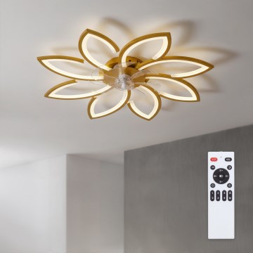 Brilagi - Reguliuojamas LED lubinis ventiliatorius LED/43W/230V 3000-6500K skersmuo 90 cm auksinis + nuotolinis valdymas