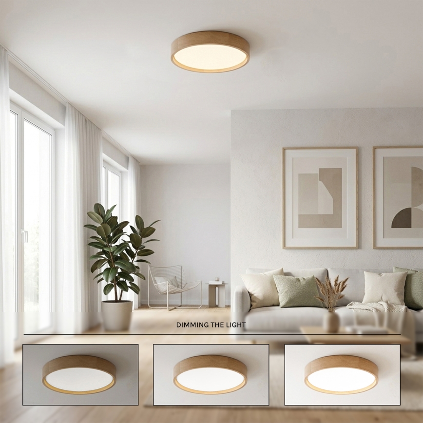 Brilagi - Dimeriuojamas LED lubų šviestuvas MANAROLA SMART LED/24W/230V 3000-6000K Wi-Fi Tuya Beacon skersmuo 41 cm ąžuolas + nuotolinis valdymas