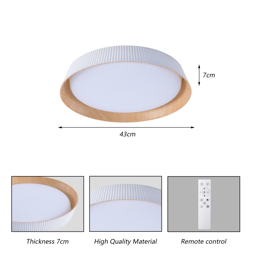 Brilagi - Dimeriuojamas ORINO LED lubų šviestuvas LED/54W/230V 3000-6000K, baltas, Ø 43 cm + nuotolinis pultas