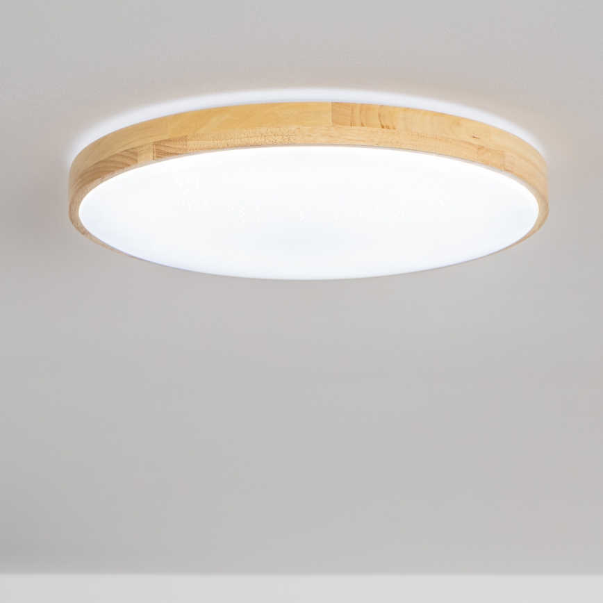 Brilagi - Dimeriu reguliuojamas LED lubinis šviestuvas PINE LED/60W/230V, mediena, skersmuo 52 cm, 3000-6500K + nuotolinis valdymas