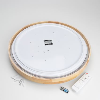 Brilagi - Dimeriu reguliuojamas LED lubinis šviestuvas PINE LED/60W/230V, mediena, skersmuo 52 cm, 3000-6500K + nuotolinis valdymas