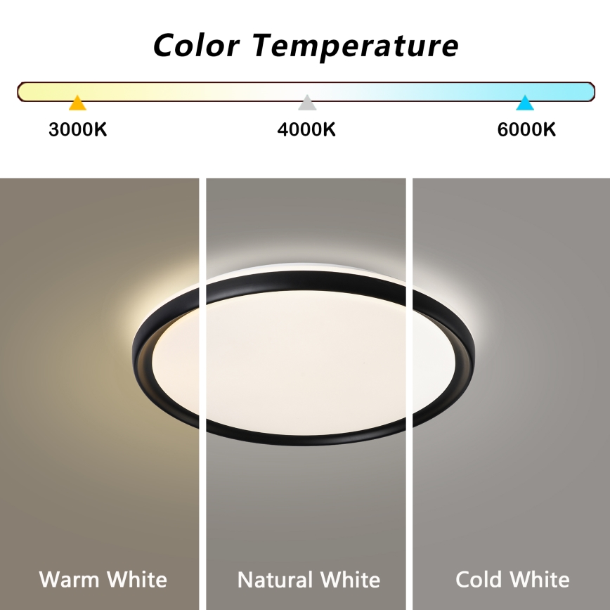 Brilagi - reguliuojamas LED lubų šviestuvas RIVO LED/72W/230V 3000-6000K juodas, skersmuo 50 cm + nuotolinis valdymas
