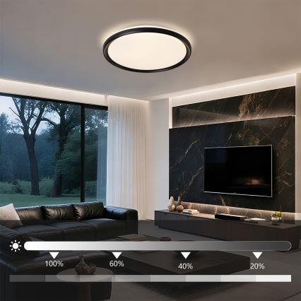 Brilagi - reguliuojamas LED lubų šviestuvas RIVO LED/72W/230V 3000-6000K juodas, skersmuo 50 cm + nuotolinis valdymas