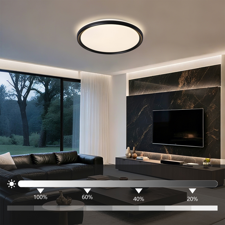 Brilagi - reguliuojamas LED lubų šviestuvas RIVO LED/72W/230V 3000-6000K juodas, skersmuo 50 cm + nuotolinis valdymas