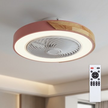 Brilagi - reguliuojamas LED lubų šviestuvas su ventiliatoriumi LED/38W/230V 3000-6500K 3000-6500K skers. 50 cm rožinė/ąžuolas + su nuotolinio valdymo pulteliu