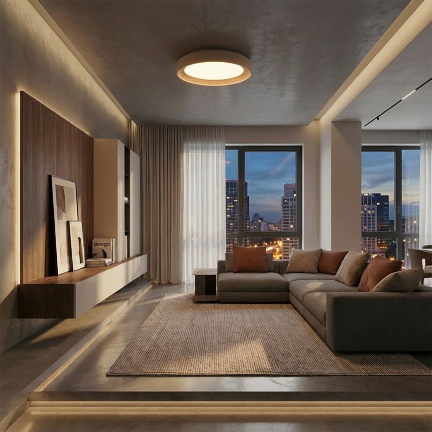 Brilagi - LED dimeriuojamas lubinis šviestuvas WALDO LED/48W/230V 3000–6500K Ø 40 cm smėlinis/auksinis + su nuotoliniu pulteliu