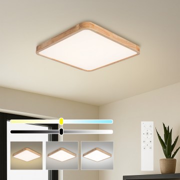 BRILAGI - reguliuojamas LED lubų šviestuvas WOODLINE SQUARE LED/80W/230V 3000-6000K ąžuolas 60x60 cm + nuotolinis valdymas