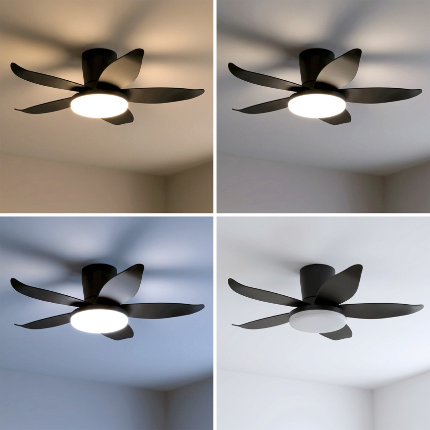 Brilagi - reguliuojamas LED lubinis ventiliatorius LED/32W/230V 3000-6500K skersmuo 95 cm juodas + nuotolinis valdymas