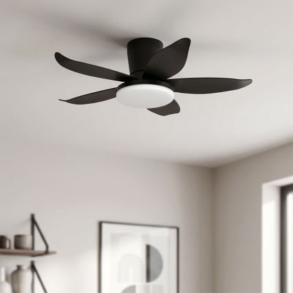 Brilagi - reguliuojamas LED lubinis ventiliatorius LED/32W/230V 3000-6500K skersmuo 95 cm juodas + nuotolinis valdymas