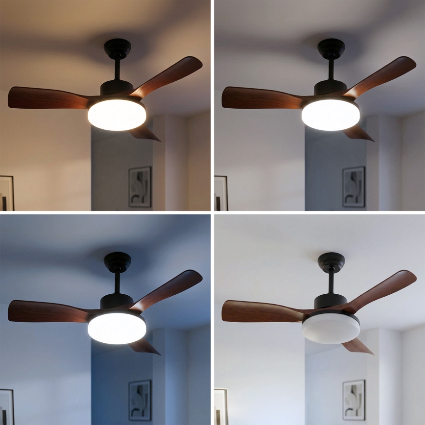 Brilagi - reguliuojamas LED lubų ventiliatorius LED/34W/230V 3000-6500K skersmuo 106 cm juoda/ruda + nuotolinio valdymo pultas