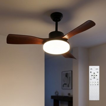 Brilagi - reguliuojamas LED lubų ventiliatorius LED/34W/230V 3000-6500K skersmuo 106 cm juoda/ruda + nuotolinio valdymo pultas