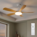 Brilagi - reguliuojamas LED lubų ventiliatorius LED/34W/230V 3000-6500K Ø132 cm balta/ruda + nuotolinis valdymas