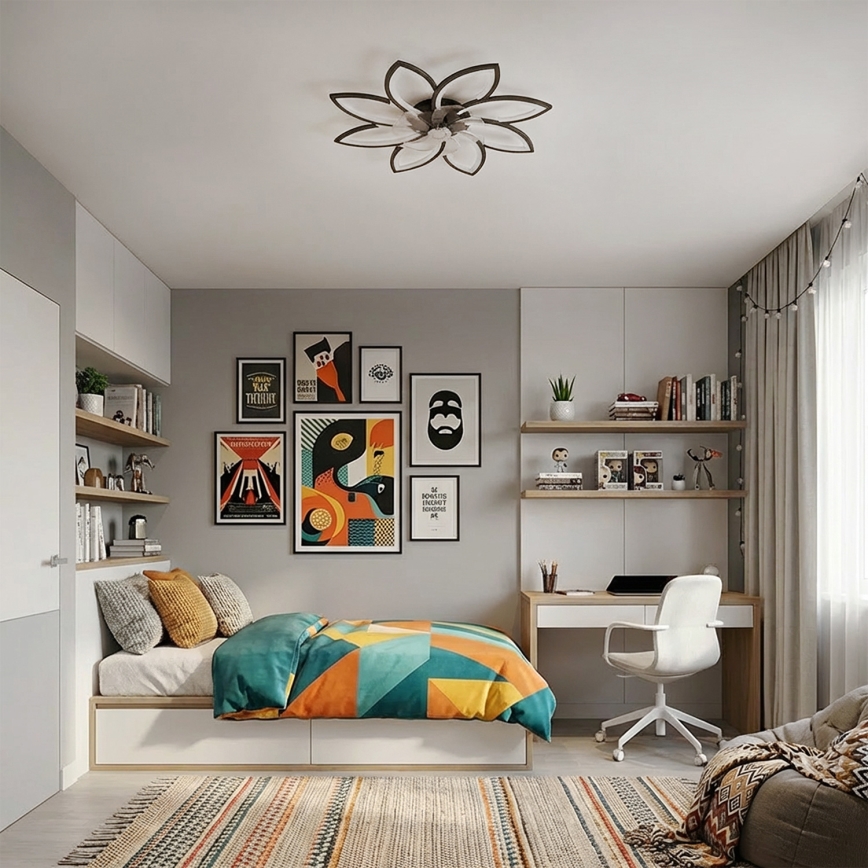 Brilagi - LED dimeriuojamas lubinis ventiliatorius LED/43W/230V, skersmuo 90 cm, juodas + nuotolinis valdymas