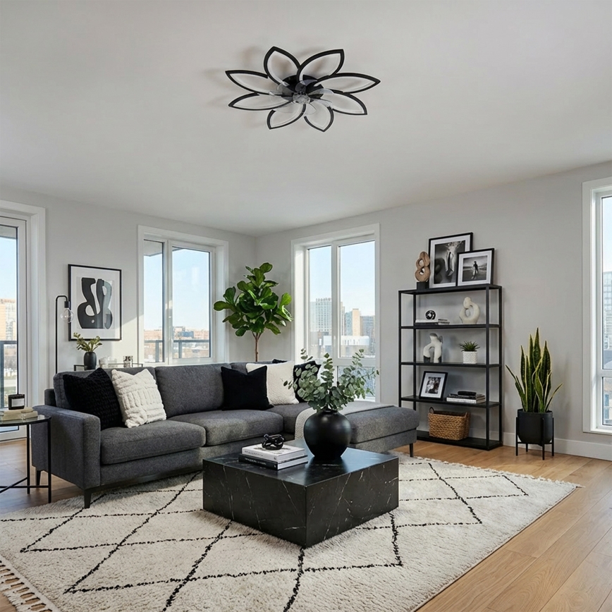 Brilagi - LED dimeriuojamas lubinis ventiliatorius LED/43W/230V, skersmuo 90 cm, juodas + nuotolinis valdymas