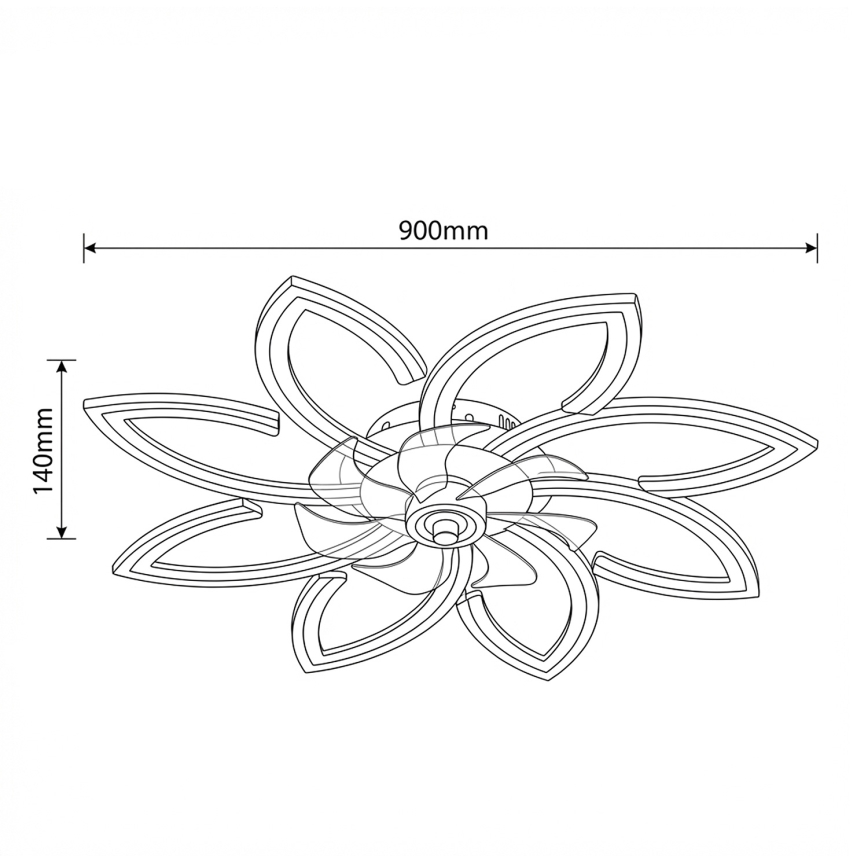 Brilagi - LED dimeriuojamas lubinis ventiliatorius LED/43W/230V, skersmuo 90 cm, juodas + nuotolinis valdymas