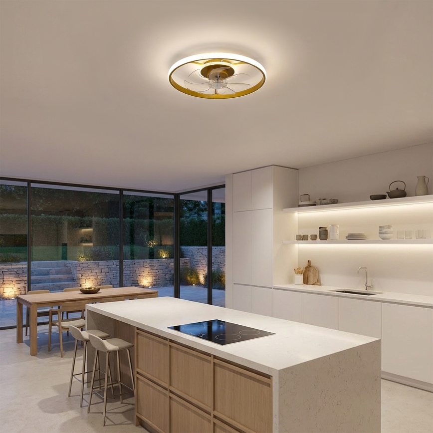 Brilagi - lubų ventiliatorius su reguliuojamu LED apšvietimu LED/66W/230V 3000-6500K skersmuo 55 cm balta/auksinė + nuotolinis valdymas
