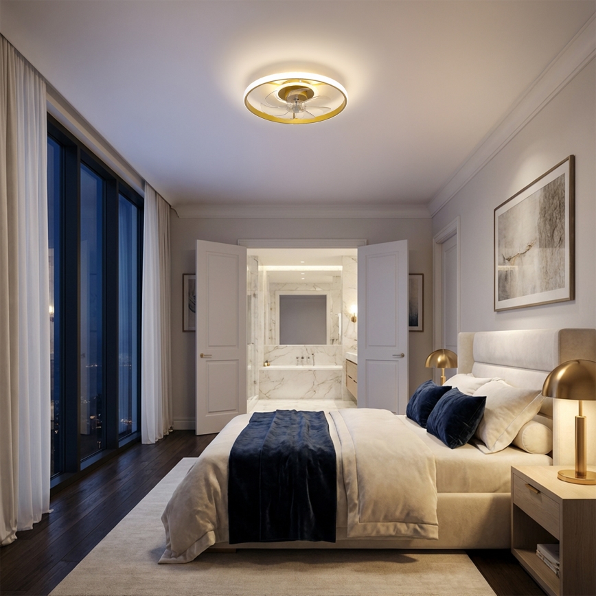 Brilagi - lubų ventiliatorius su reguliuojamu LED apšvietimu LED/66W/230V 3000-6500K skersmuo 55 cm balta/auksinė + nuotolinis valdymas