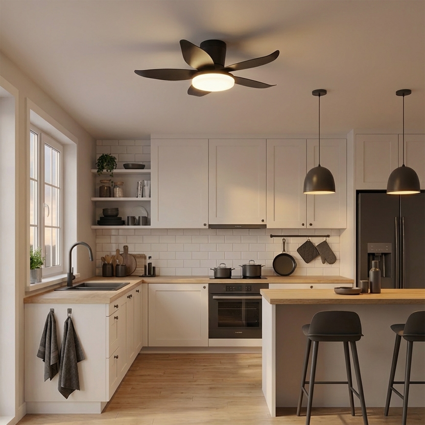 Brilagi - dimeriuojamas LED lubinis ventiliatorius LED/32W/230V Ø95 cm juodas + nuotolinio valdymo pultas