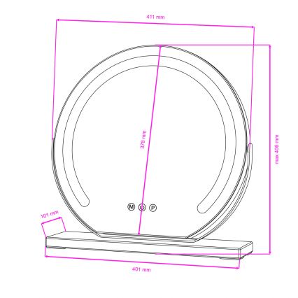 BRILAGI - LED makiažo veidrodis CALIFORNIA su reguliuojamu ryškumu LED/14W/230V 3000/4000/6500K 44x40 cm juodas