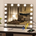 BRILAGI - reguliuojamas LED makiažo veidrodis HOLLYWOOD LED/15W/230V CCT + USB juodas