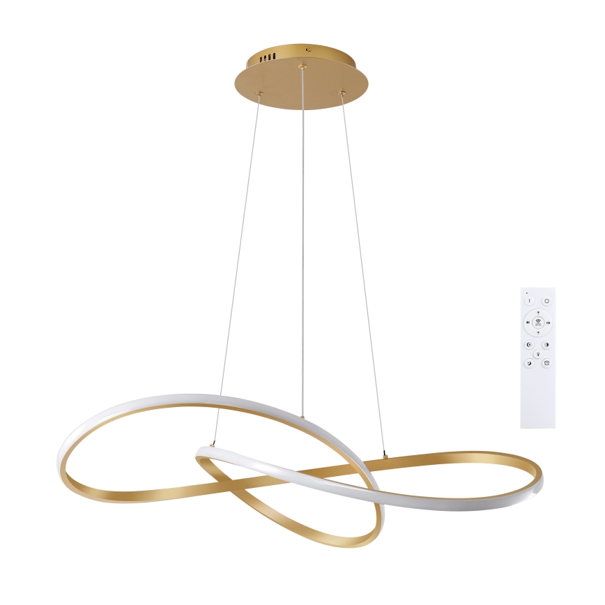 Brilagi - INFINITY LED reguliuojamo ryškumo liustra ant troselio LED/80W/230V 3000-6000K 80x80 cm auksinė + nuotolinis valdymas