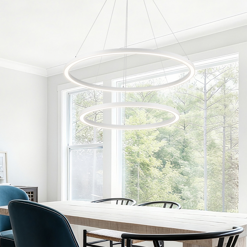 Brilagi - LED dimeriuojamas pakabinamas šviestuvas ant troselio PORTOFINO LED/98W/230V 3000-6000K Ø 80 cm balta + nuotolinio valdymo pultas