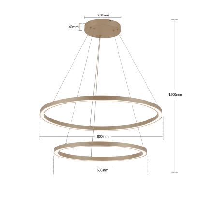 Brilagi - reguliuojamas LED pakabinamas šviestuvas ant laido PORTOFINO LED/98W/230V 3000-6000K skersmuo 80 cm smėlio spalvos + nuotolinis valdymas