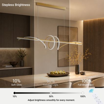 BRILAGI - LED reguliuojama liustra ant laido SIGNATURE LED/50W/230V 3000-6000K 120 cm auksinė + nuotolinis valdymas