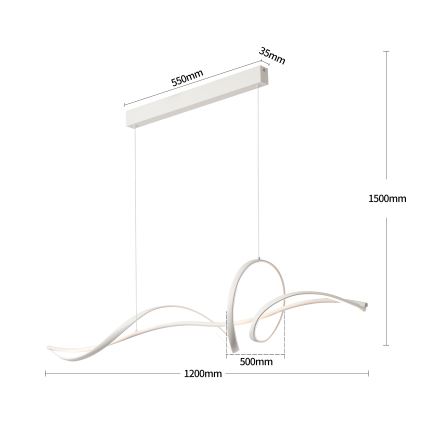 Brilagi - LED reguliuojamas pakabinamas šviestuvas ant laido SIGNATURE LED/55W/230V 3000-6000K 120x23 cm balta + su nuotoliniu pultu