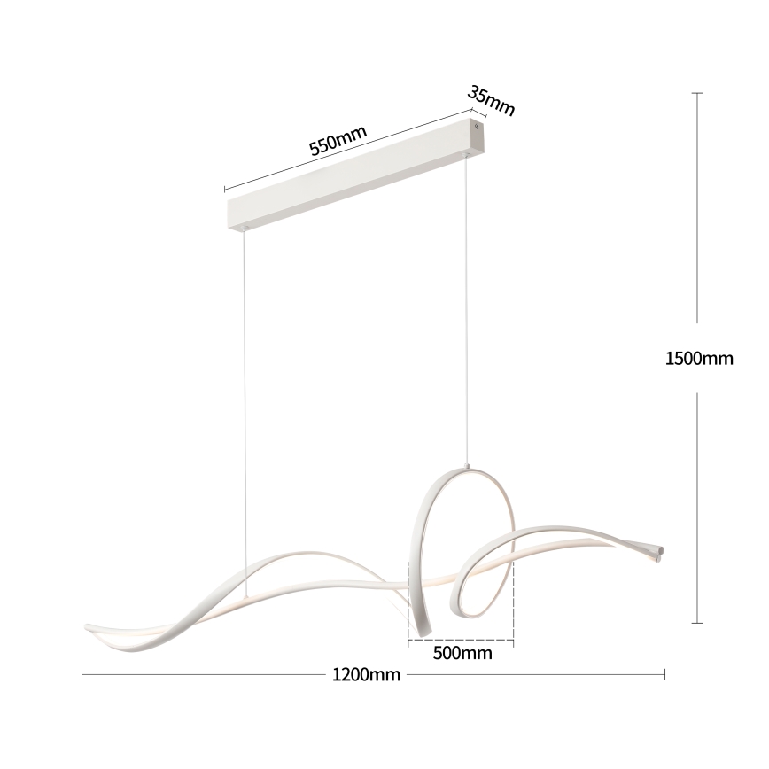 Brilagi - LED reguliuojamas pakabinamas šviestuvas ant laido SIGNATURE LED/55W/230V 3000-6000K 120x23 cm balta + su nuotoliniu pultu