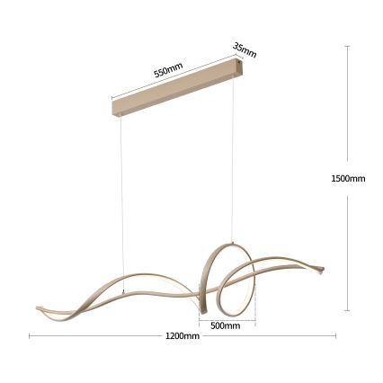 Brilagi - reguliuojamo ryškumo LED liustra ant laido SIGNATURE LED/55W/230V 3000-6000K 120x23 cm smėlinė + nuotolinis valdymas