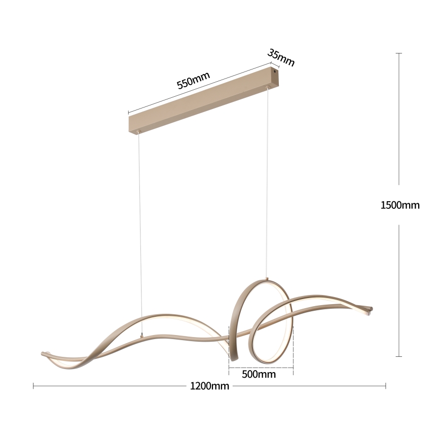 Brilagi - reguliuojamo ryškumo LED liustra ant laido SIGNATURE LED/55W/230V 3000-6000K 120x23 cm smėlinė + nuotolinis valdymas