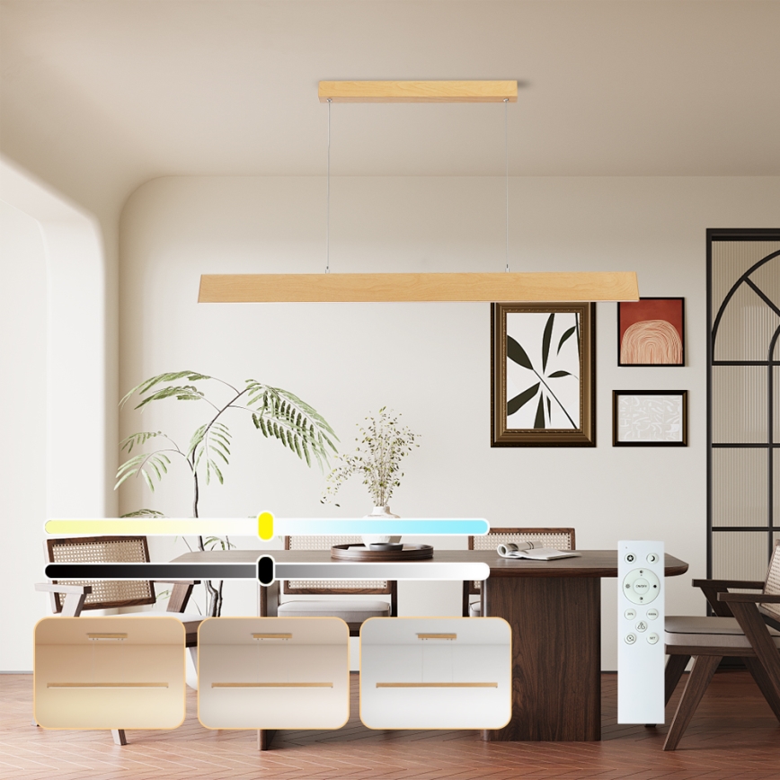Brilagi - dimeriuojamas LED liustras ant laido SLIMLINE LED/40W/230V 3000-6000K ąžuolo dekoras + nuotolinis valdymas