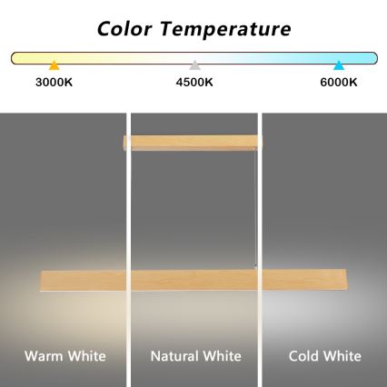Brilagi - dimeriuojamas LED liustras ant laido SLIMLINE LED/40W/230V 3000-6000K ąžuolo dekoras + nuotolinis valdymas