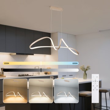 Brilagi - reguliuojamas LED pakabinamas šviestuvas ant laido TWISTER LED/60W/230V 3000-6000K smėlio spalvos + nuotolinio valdymo pultas
