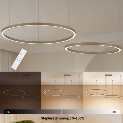 Brilagi - LED dimeriuojama liustra ant laido PORTOFINO LED/98W/230V 3000-6000K smėlinė + nuotolinis valdymas