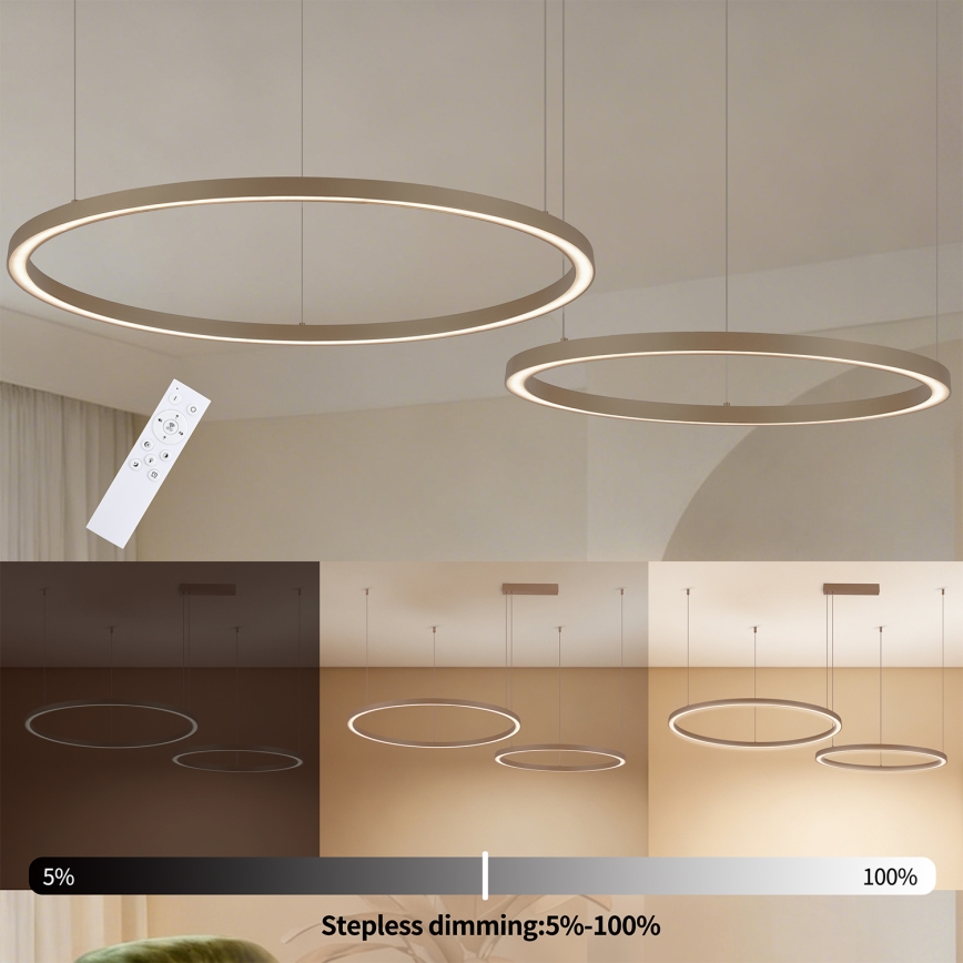 Brilagi - LED dimeriuojama liustra ant laido PORTOFINO LED/98W/230V 3000-6000K smėlinė + nuotolinis valdymas