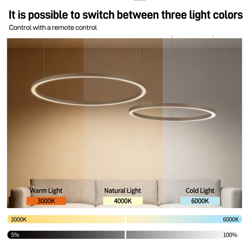 Brilagi - LED dimeriuojama liustra ant laido PORTOFINO LED/98W/230V 3000-6000K smėlinė + nuotolinis valdymas