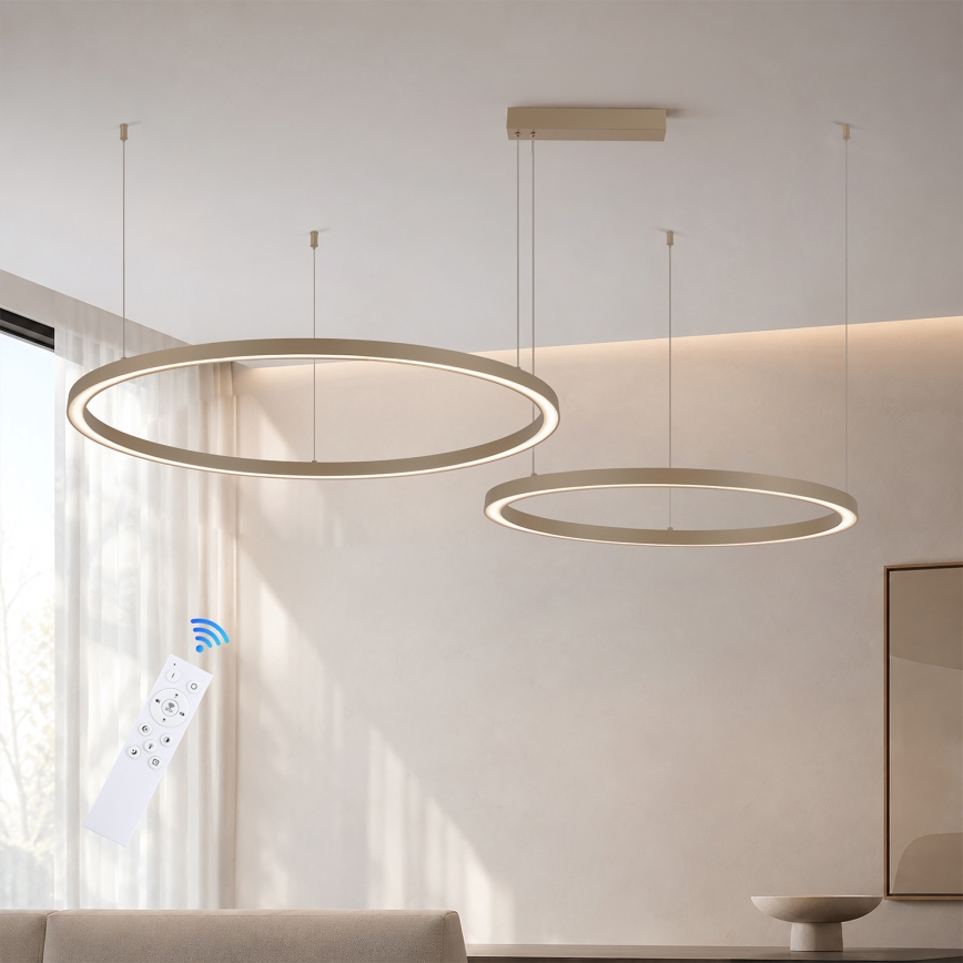 Brilagi - LED dimeriuojama liustra ant laido PORTOFINO LED/98W/230V 3000-6000K smėlinė + nuotolinis valdymas